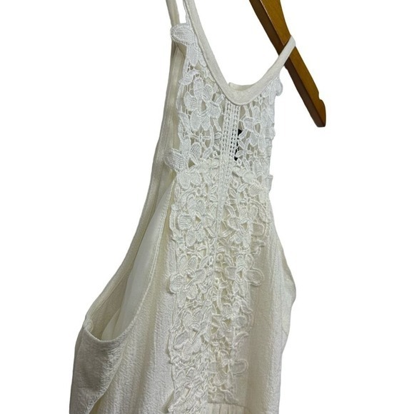 Doe & Rae Cream Lace Linen Cotton Cottage Coquette halter mini Dress Small boho - Picture 5 of 14
